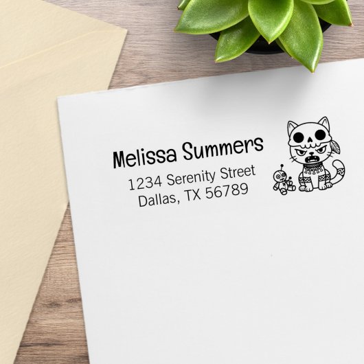 Heksenkat Voodoo Pop Retouradres Rubberstempel