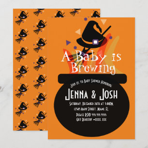 Heksenketel Griezelige Halloween Baby Shower Oranj Kaart