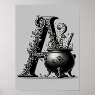Heksenketel Hekserige Letter A Aangepaste Initiaal Poster