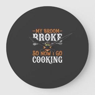 Heksenkeuken Bezem Gebroken Halloween Ontwerp_1 Grote Klok