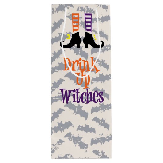 Heksenlaarzen Drinken heksen wijnzak op Wijn Cadeautas (Achterkant)