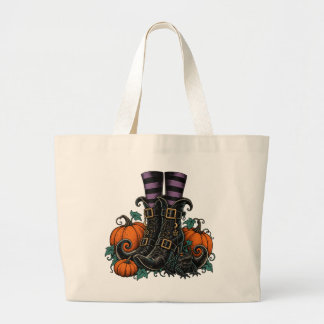 Heksenlaarzen en pompoenen Halloween-tas Grote Tote Bag
