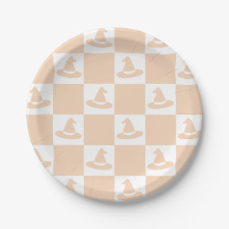 Heksenluik Checkerboard Pastel Halloween Papieren Bordje
