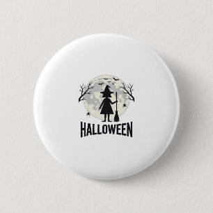Heksenmaan Halloween Vintage Gravureontwerp_1 Ronde Button 5,7 Cm
