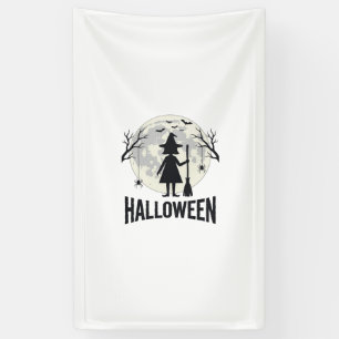 Heksenmaan Halloween Vintage Gravureontwerp_1 Spandoek