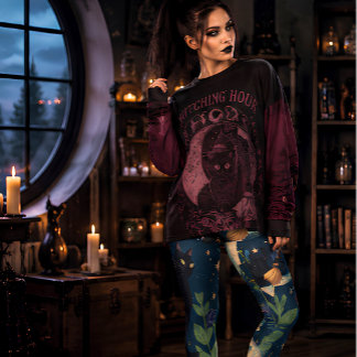 Heksenmaan Tuin Zwarte Kat Hemellichamen Halloween Leggings