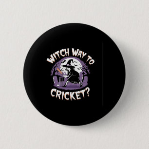 Heksenmanier naar cricket grappig Halloween sporte Ronde Button 5,7 Cm