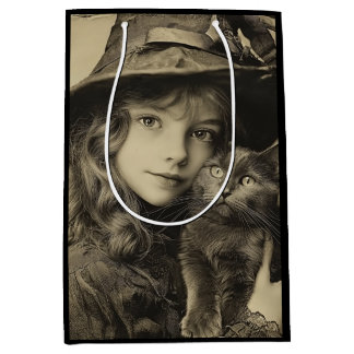 heksenmeisje met zwarte kat medium cadeauzakje