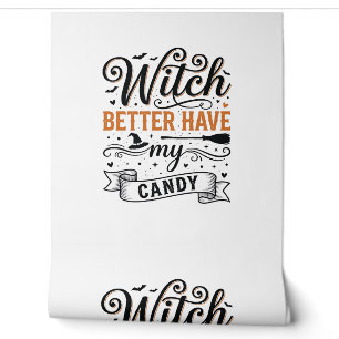 Heksenontwerp met vintage Halloween-candy Behang