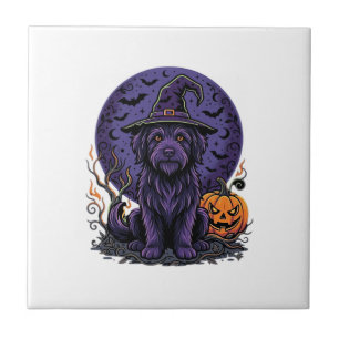Heksenpomp Halloween Hond Vector Kunst Tegeltje