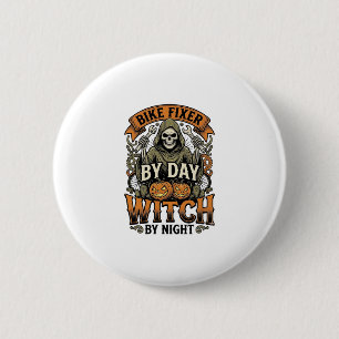 Heksenreparatie Fietsen Vintage Halloween Fietsenm Ronde Button 5,7 Cm
