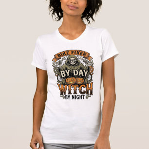 Heksenreparatie fietsen Vintage Halloween Fietsenm T-shirt