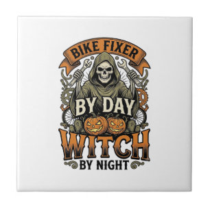 Heksenreparatie Fietsen Vintage Halloween Fietsenm Tegeltje