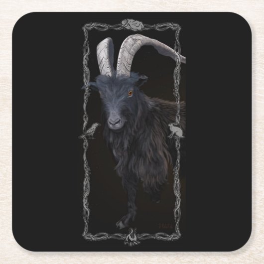 heksensabbat vierkante kartonnen onderzetter (Voorkant)