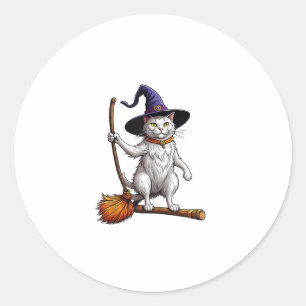 Heksentovenaar Halloween Heksenmystieke Kattenlief Ronde Sticker