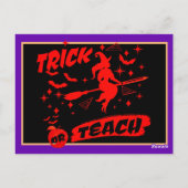 Heksentruc of leer rode heksenmeester briefkaart (Achterkant)