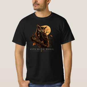 Heksenuur Gothic Uil Halloween T-shirt voor Heren