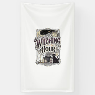 Heksenuur Vintage Gravure Hekserig Ontwerp_1 Spandoek