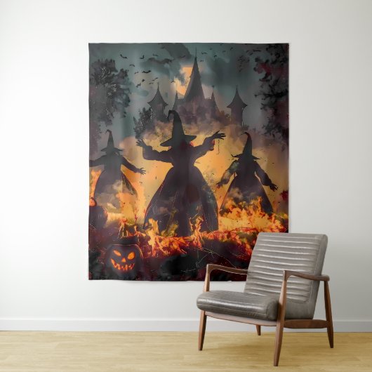 Heksenuurritueel – Vuurdans van de Drie Zusters Wandkleed (In situ)
