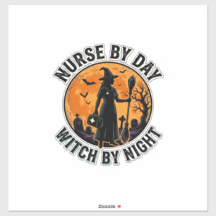 Heksenverpleegster Halloween Oude Spokerige Shift Sticker