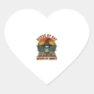 Heksenverpleegster Halloween Schedel Toverdranken_ Hart Sticker