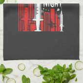 Heksenverpleegster Halloween Skyline Design_1 Theedoek (Gevouwen)