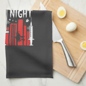 Heksenverpleegster Halloween Skyline Design_1 Theedoek (Quarter Fold)