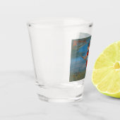 Heksenvliegen met zwarte kat op Halloween Night Shot Glas (Links)