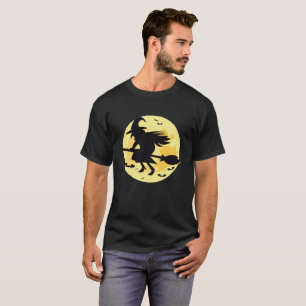 Heksenvlieger op de Halloweenmaan T-shirt
