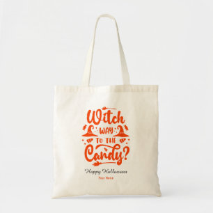 Heksenwaarom naar het Snoep bewerkbare kleur Hallo Tote Bag