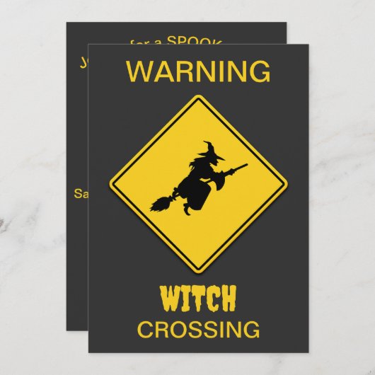 Heksenwaarschuwing Halloween Kaart (Voorkant / Achterkant)