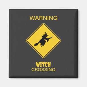 Heksenwaarschuwing Halloween Magneet