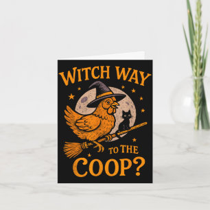 Heksenweg naar de coop grappige halloween kip  kaart
