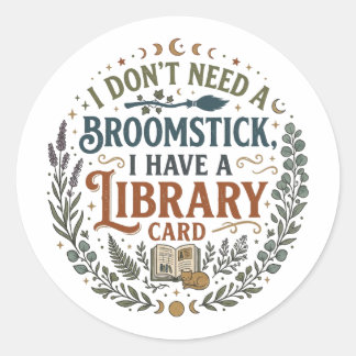 Hekserige Bibliothecaris Bibliotheekkaart Boekenli Ronde Sticker