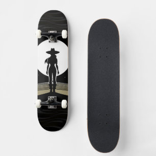 Hekserige Cowgirl Maneschijn Westerse Vrouwelijke Skateboard