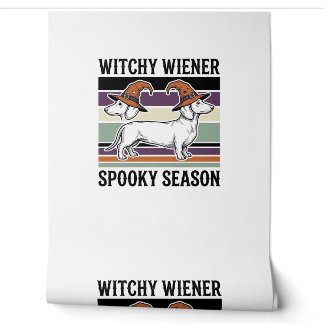 Hekserige Dachshund Halloween Vintage Gravure Hond Behang
