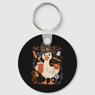 Hekserige Gans Halloween Lieve Pompoen Herfst Geze Sleutelhanger