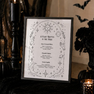 Hekserige Halloween Bruiloftsmenu met Hemelse Them Poster