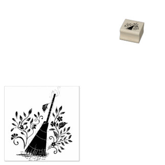 Hekserige Halloween - Magische bloemenbezem Rubberstempel