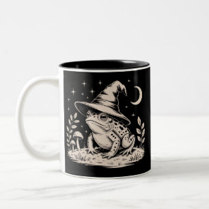 Hekserige Kikker Vintage Halloween Goblincore Tweekleurige Koffiemok