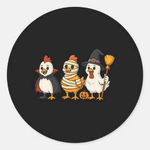 Hekserige kip kostuum volwassene, griezelig seizoe ronde sticker