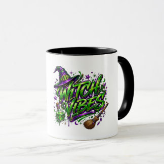 Hekserige Neon Groen en Paarse Witchcore Sfeer Mok