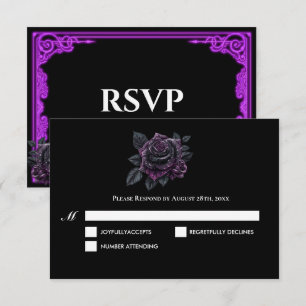 Hekserige paarse Glow gothic bruiloft RSVP kaart