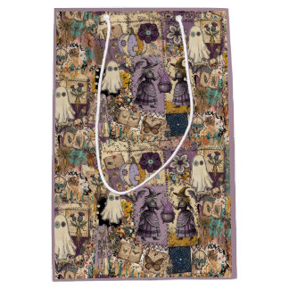 Hekserige patchwork in paars en blauw Unieke gesch Medium Cadeauzakje