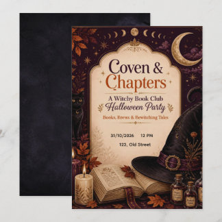 Hekserige uitnodiging voor het Halloween-boekenclu