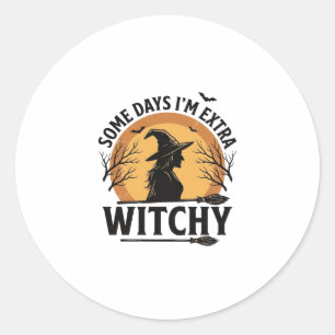 Hekserige vintage Halloween-spreuk vectorontwerp_1 Ronde Sticker