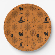 Hekserige vintage Halloween Zwarte katten & spinne