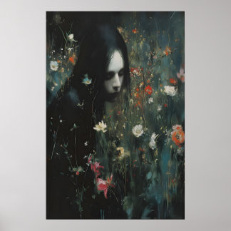 Hekserige Vrouw Gemoedelijk Donker Bloemig Wilde B Poster