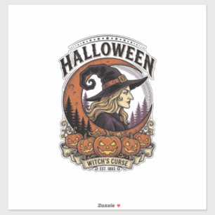 Hekserij Halloween Pompoen Maan Gravure Kunst Sticker