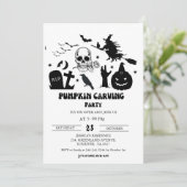Hekserij Halloween Pompoensnijden Feest Kaart (Staand voorkant)